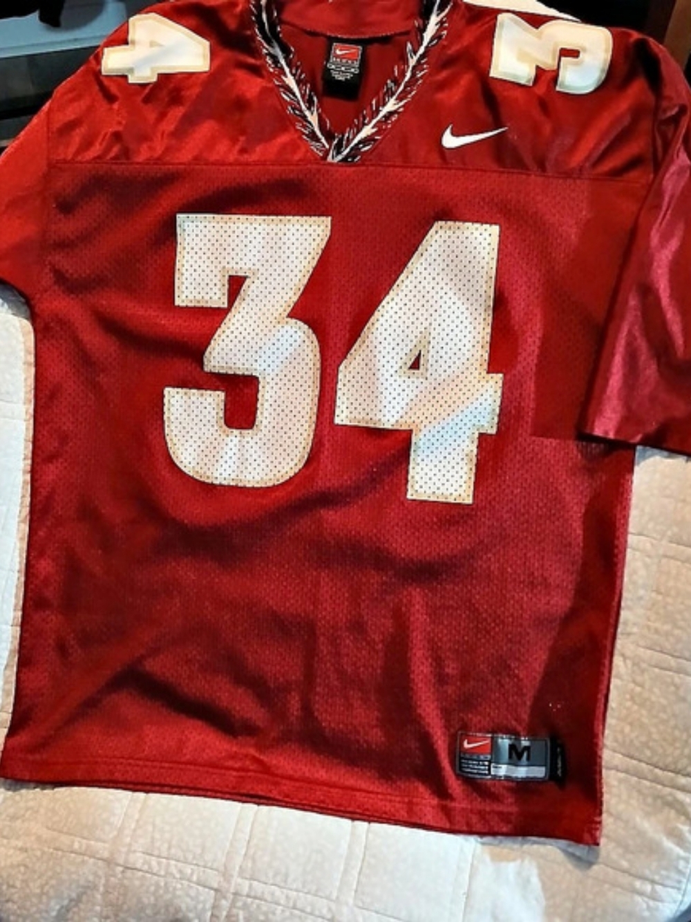Nike Team Authentic 34 Men's Red & White Florida State Seminoles Jersey Like New